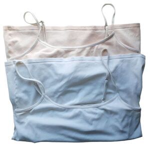 Lot of 2 Camisole Inner Bra Spaghetti Straps Ivory Peach Layer Tank Top M